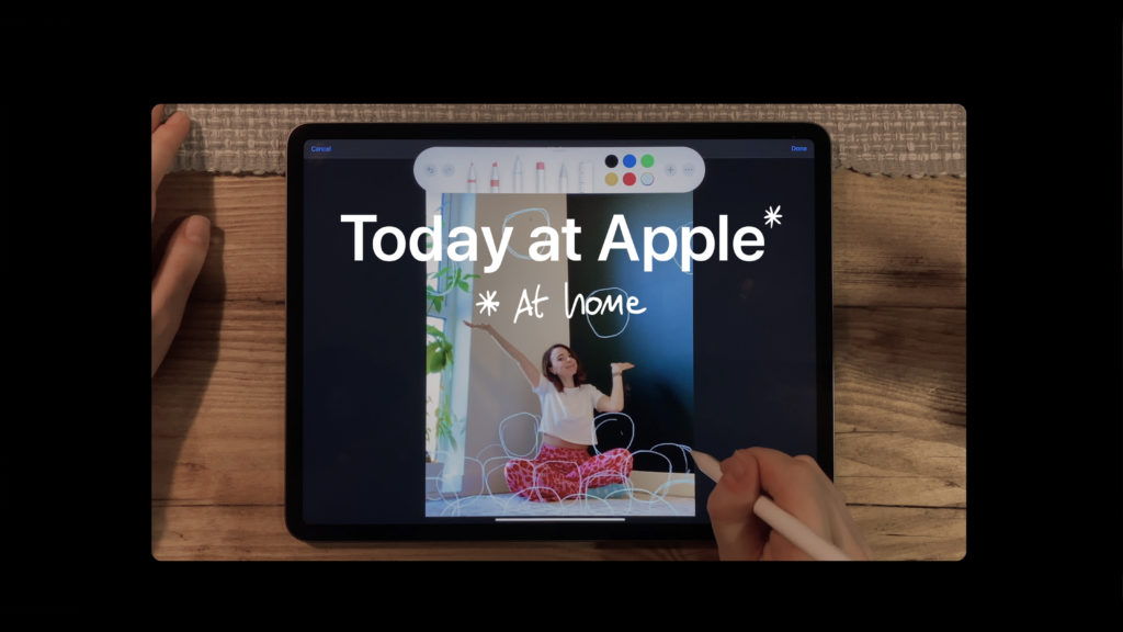 « Today at Apple at home » dévoile une série de vidéos réaliser par les Creative Pros Apple pour aider notre créativité à s’exprimer pleinement. Crédits : ©Apple. 