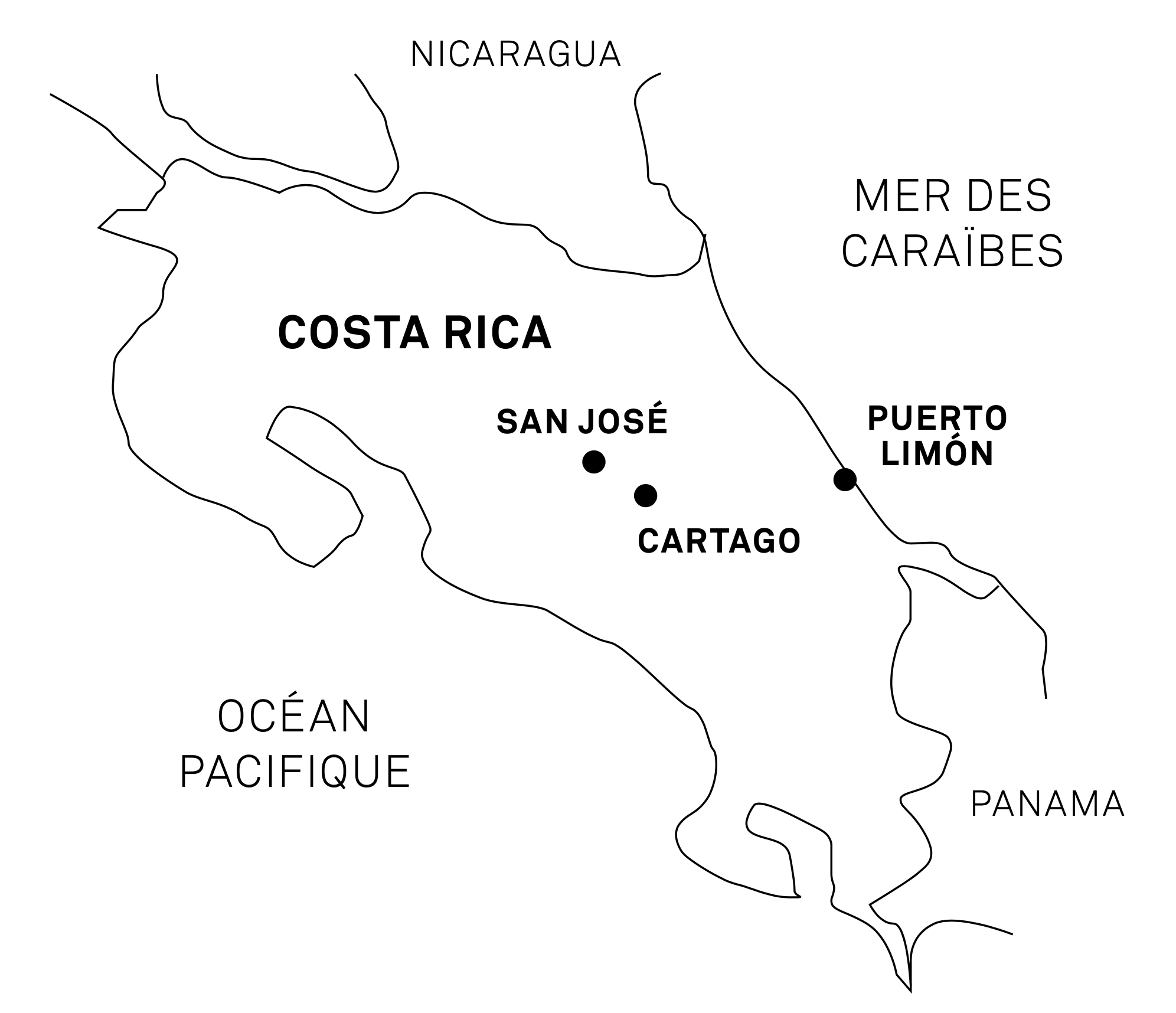 Carte du Costa Rica